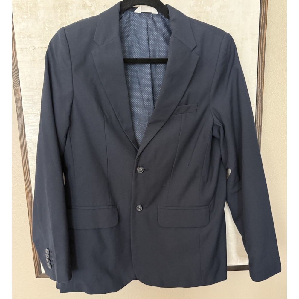 Cat & Jack Boys Button Up Suit Jacket Blazer Sport Coat Size 16 Navy Blue Lined
